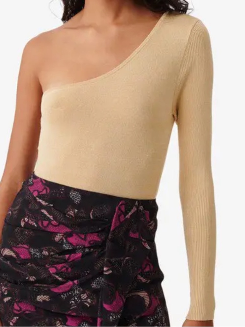 IRO One-Shoulder Ribbed Knit Top in Pale Yellow